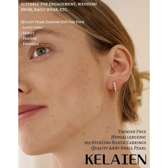 Women's Gold Hoop Fishhook Shell Pearl Hoop and Dangle Designs Earrings Jewelry - Picture 3 of 5